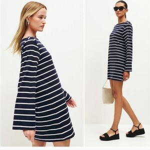 Reformation Junia Knit Dress in Grey and Black Stripe - Size Small